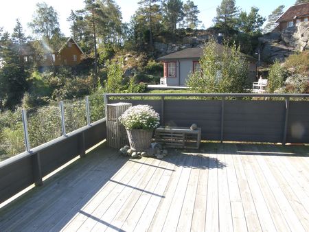 Suednorwegen Syrdalsstranda Unterkunft Balkon