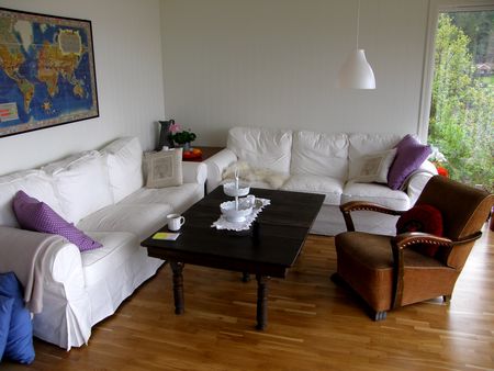 Suednorwegen Syrdalsstranda Unterkunft Wohnzimmer