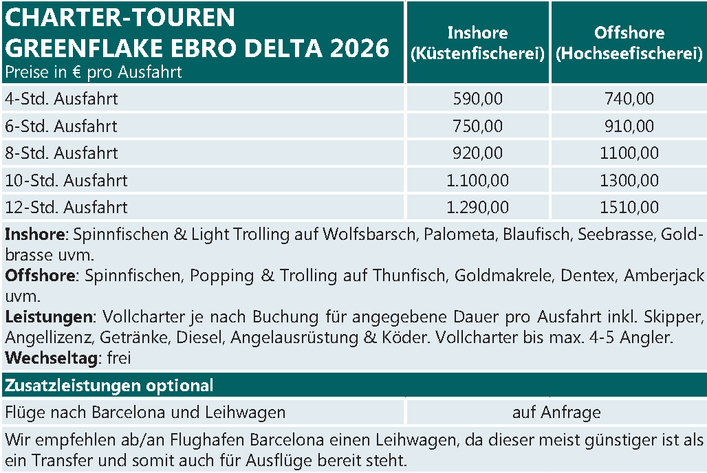 Green Flake Chartertouren - Valencia