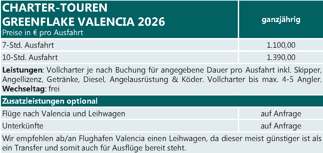 Green Flake Chartertouren - Valencia