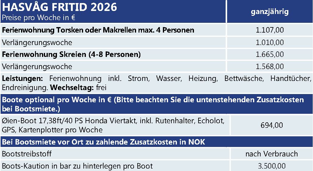 Preise Hasvaag Fritid Hasvaag Fritid